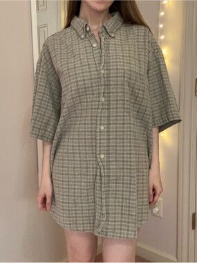 Green Plaid Men’s Button Down Collared Shirt